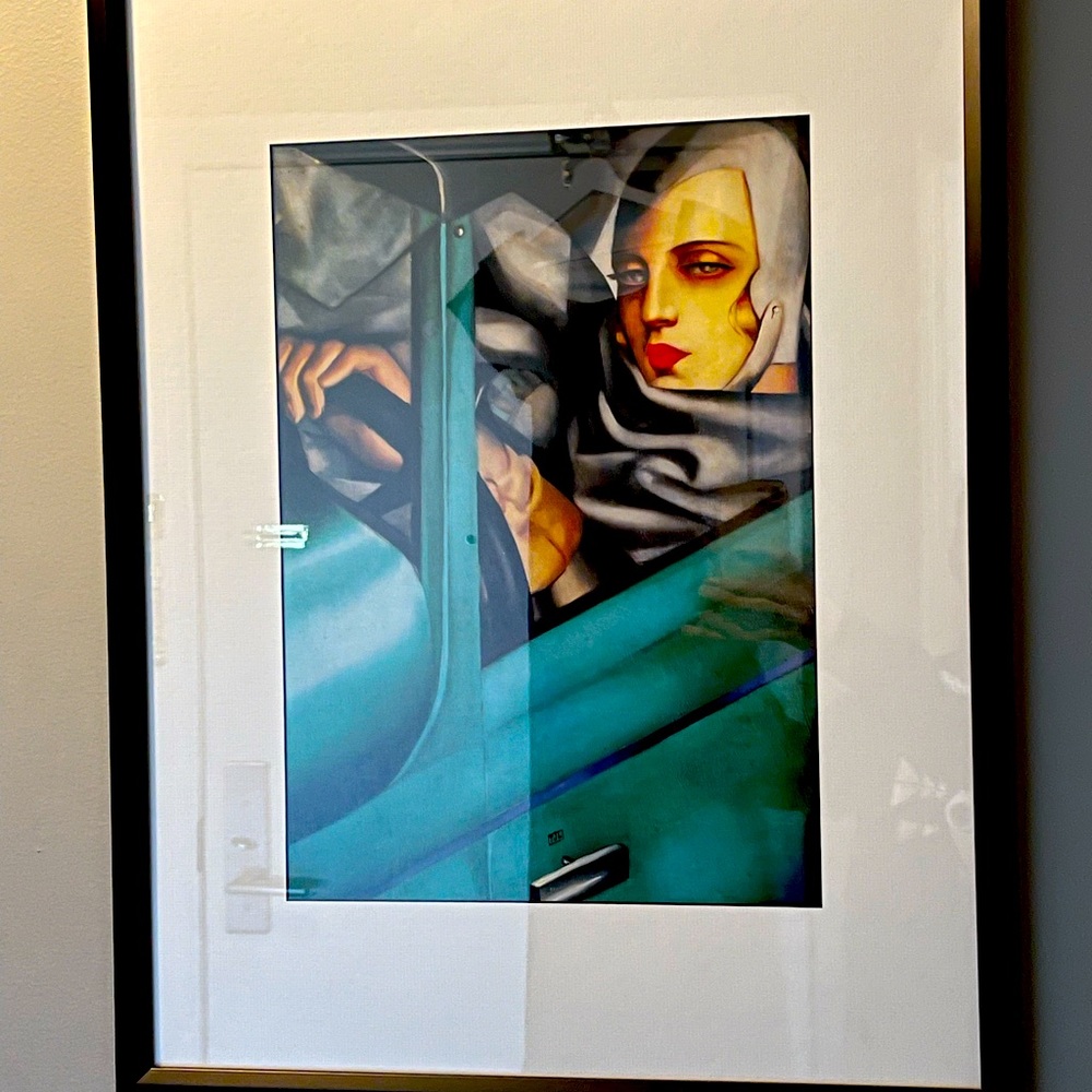 Woman driving a car painting